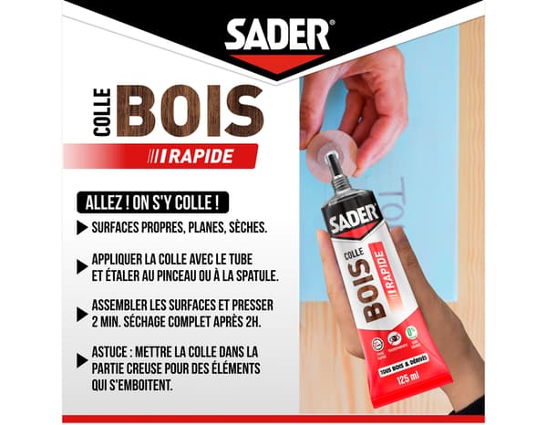 Miniature 6 de Colle bois à prise rapide - Tube de 125 g - Sader