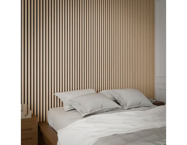 Panneau tasseaux acoustique MDF finition chêne clair - 2440 x 600 mm, épaisseur 21 mm