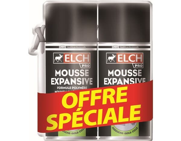 Lot 2 mousses expansive, rebouchage, isolation thermique et phonique - 300 ml - Elch