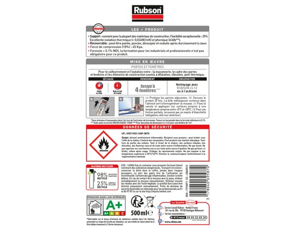 Miniature 5 de Lot de de 2 mousses expansives isole 500 ml - Rubson