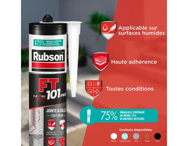 Miniature 3 de Mastic-colle FT 101 Pro gris - cartouche 280 ml - Rubson