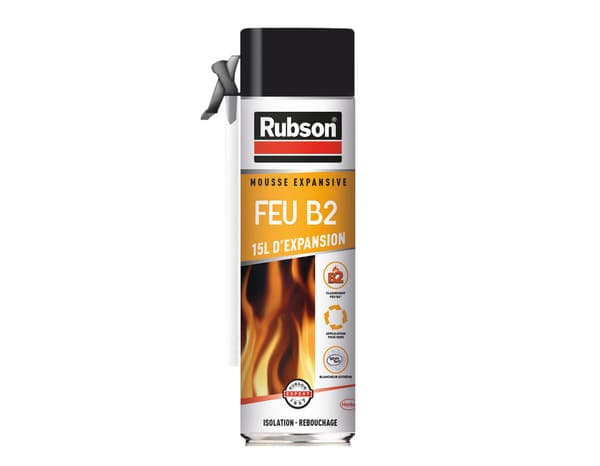 Mousse expansive Fire-B2, isolant thermique multi-supports blanc, aérosol 500 ml - Rubson