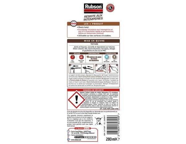 Miniature 3 de Mastic Perfect Home joints et fissures toitures noir cartouche 280 ml - Rubson