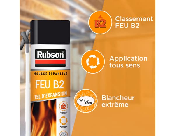 Miniature 4 de Mousse expansive Fire-B2, isolant thermique multi-supports blanc, aérosol 500 ml - Rubson