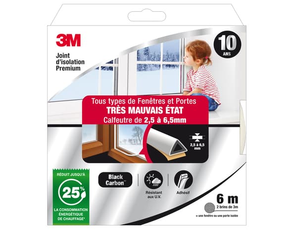 Miniature 2 de Joint d'étanchéité premium portes et fenêtres très mauvais état blanc - 6 m 9 x 7,5 mm - 3M
