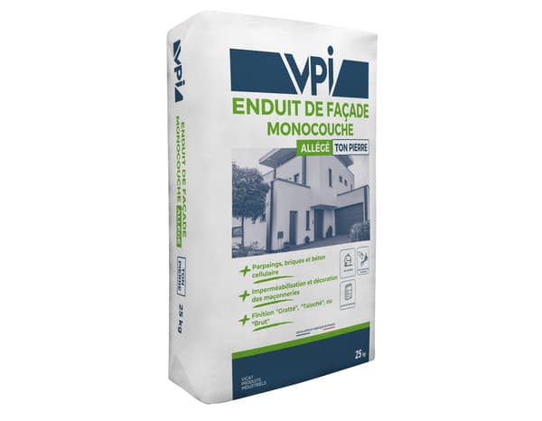 Enduit de façade monocouche ton pierre - 25 kg - VPI