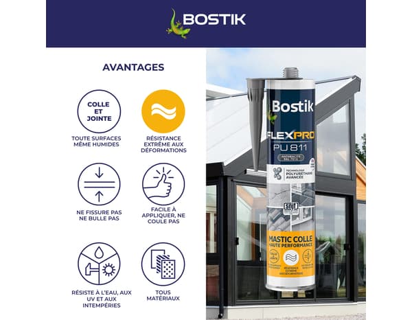 Miniature 6 de Mastic colle anthracite Flexpro 300 ml - Bostik