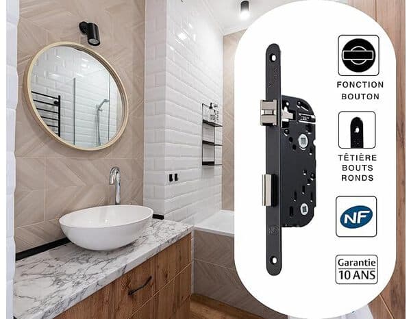 Miniature 4 de Serrure à encastrer D23 NF axe 40 salle de bains
