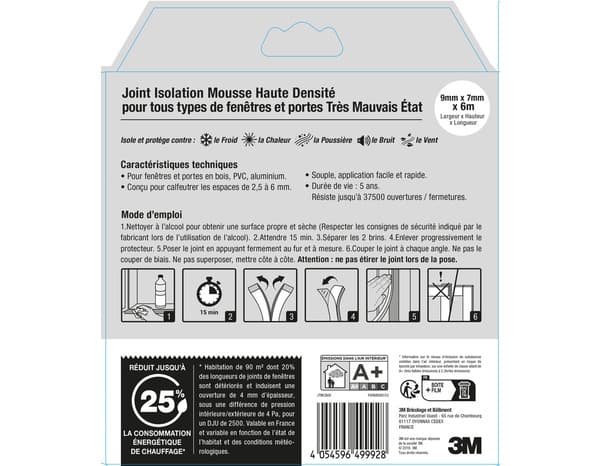 Miniature 3 de Joint en mousse pour porte et fenêtre blanc 6m - 3M