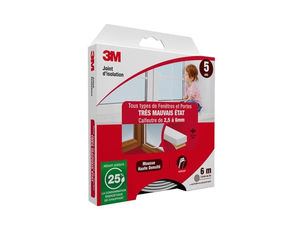 Joint en mousse pour porte et fenêtre blanc 6m - 3M