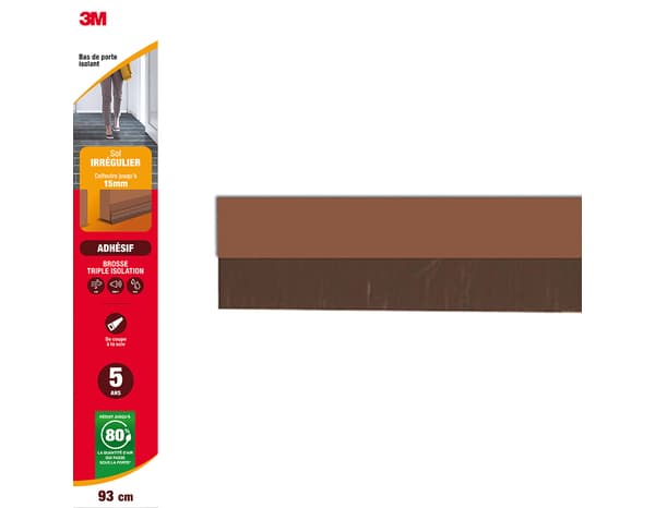 Bas de porte brosse en pvc sol irrégulier marron 0,93m - 3M