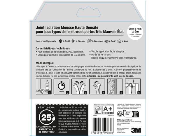 Miniature 4 de Joint en mousse pour porte et fenêtre marron 6m - 3M