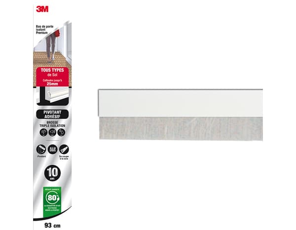 Bas de porte en aluminium pivot tous sols blanc 0,93m - 3M