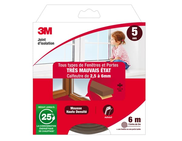 Miniature 2 de Joint en mousse pour porte et fenêtre marron 6m - 3M