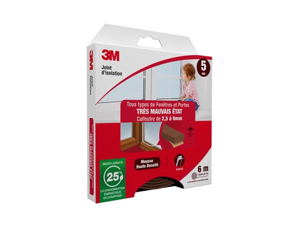 Joint en mousse pour porte et fenêtre marron 6m - 3M