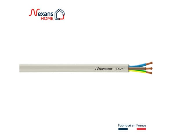 Câble électrique H05VVF 3G2,5mm² blanc - 25 m - Nexans