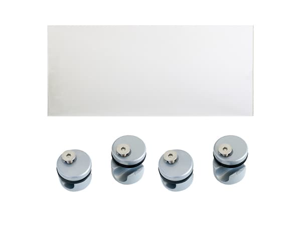 Panneau acrylique transparent 94x64 cm et 4 supports aluminium gris pour rampe Jorun - GEOM