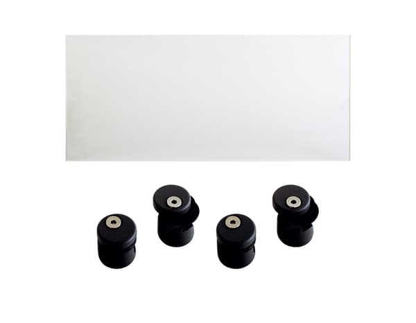 Panneau acrylique transparent 94x64 cm et 4 supports aluminium noir pour rampe Jorun - GEOM