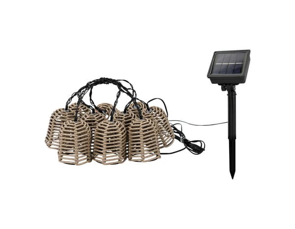 Guirlande lumineuse solaire 10 LED effet rotin marron 4,8 m IP44