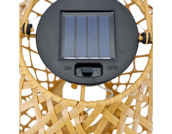 Miniature 3 de Lanterne solaire LED bambou effet rotin 3000 K IP44 hauteur 35 cm diamètre 22 cm