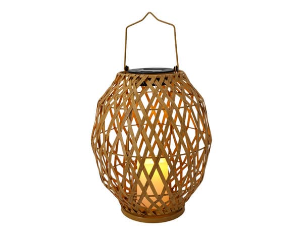 Miniature 2 de Lanterne solaire LED bambou effet rotin 3000 K IP44 hauteur 35 cm diamètre 22 cm
