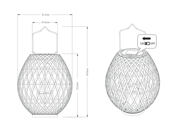 Miniature 5 de Lanterne solaire LED bambou effet rotin 3000 K IP44 hauteur 35 cm diamètre 22 cm