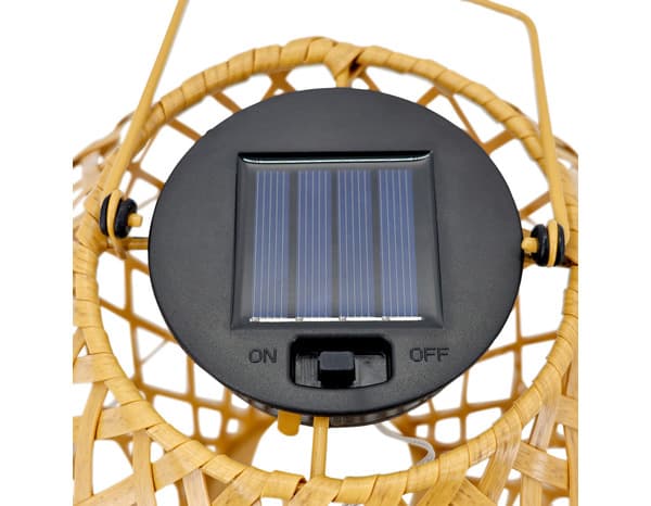 Miniature 4 de Lanterne solaire LED bambou effet rotin 3000 K IP44 hauteur 35 cm diamètre 22 cm