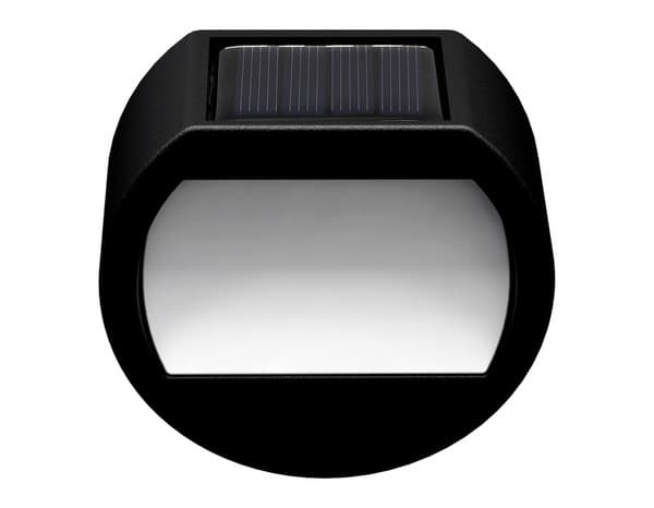 Lot de 2 lumières de clôture solaire ronde LED avec capteur crépusculaire noir 3000 K IP44