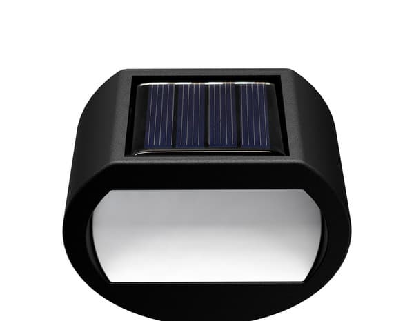 Miniature 3 de Lot de 2 lumières de clôture solaire ronde LED avec capteur crépusculaire noir 3000 K IP44