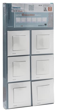 Lot 6 interrupteurs va-et-vient à clipser "Delta Viva" blanc - Siemens