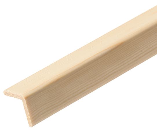 Baguette d'angle en pin 2,40 m - section 27 x 27 mm