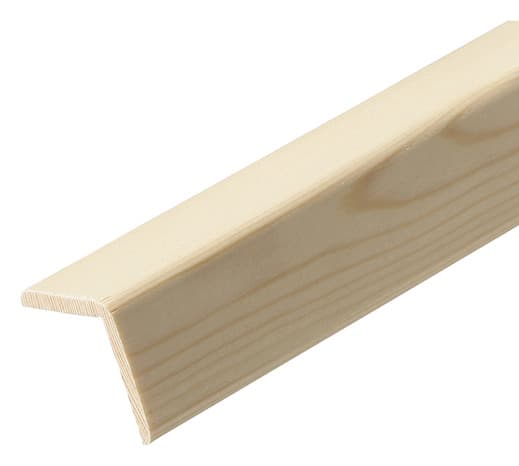Baguette d'angle en pin 2,40 m - section 38 x 38 mm