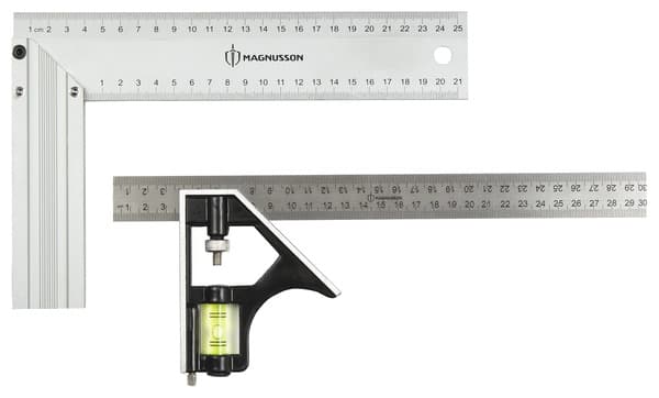 Lot de 2 équerres combinées aluminium 300 mm et 250 mm (MS02) - MAGNUSSON