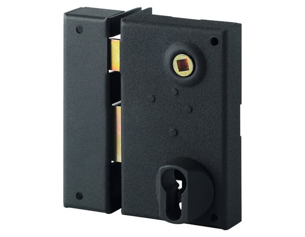 Serrure noire en applique verticale pour porte d'entrée gauche - 73x125 mm - Thirard