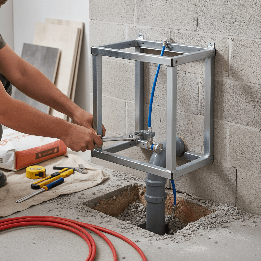 Baño Reforma: Desagüe de Obra y Geberit WC Impotrado