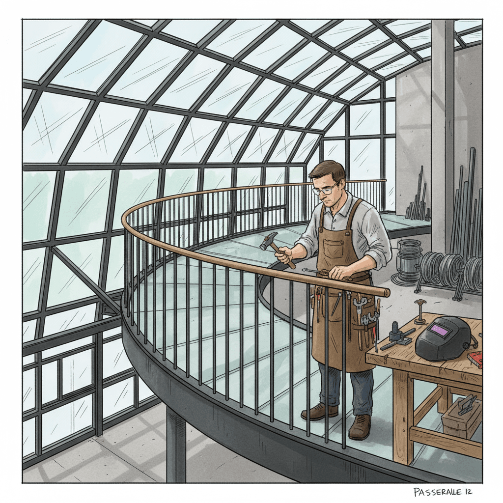 Garde-corps sur passerelle et verrière artisan – Théo Van‑Henis
