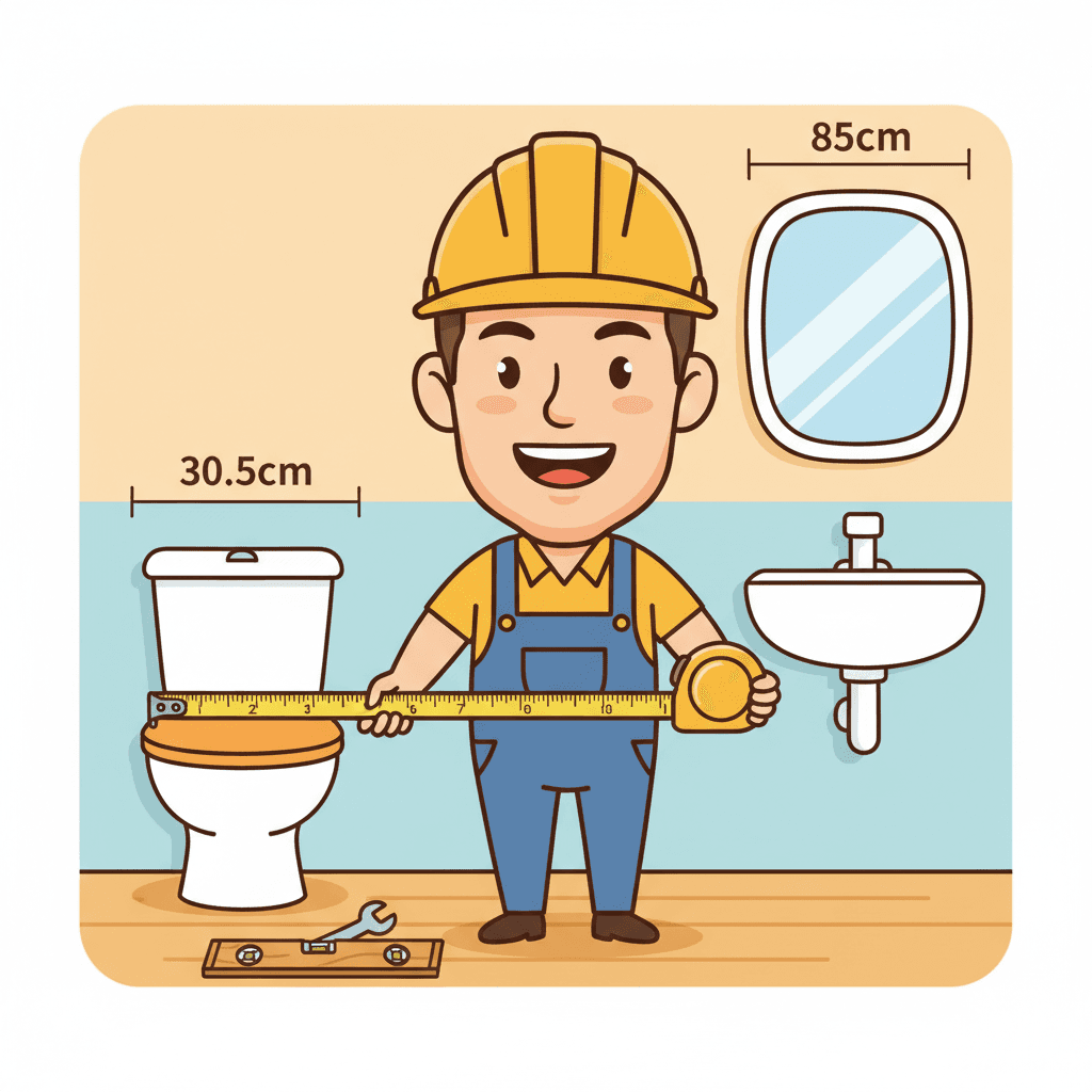 Medidas exactas para un baño perfecto: WC 30.5cm basin 85cm