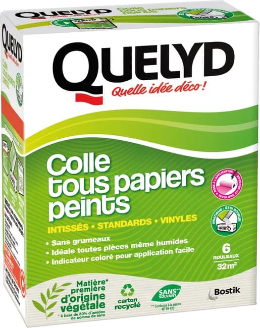 Image principale de Colle tous papiers peints indicateur de couleur en poudre 300 g - QUELYD