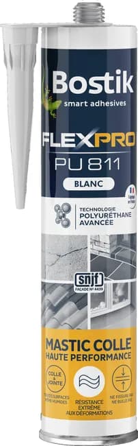 Image principale de Mastic colle et joint haute performance blanc 300 ml Flexpro Pu 811 - BOSTIK