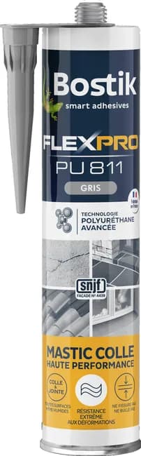 Image principale de Mastic colle et joint haute performance gris 300 ml Flexpro Pu 811 - BOSTIK