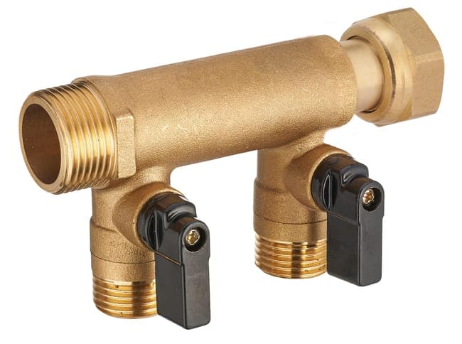 Collecteur écrou Libre Mâle- Femelle 3/4 - 2 départs Mâle 1/2 + vanne
