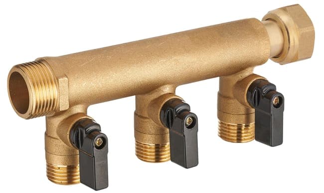 1 Collecteur Ecrou libre Mâle-Femelle 3/4 - 3 départs Mâle-Femelle 1/2 avec vannes