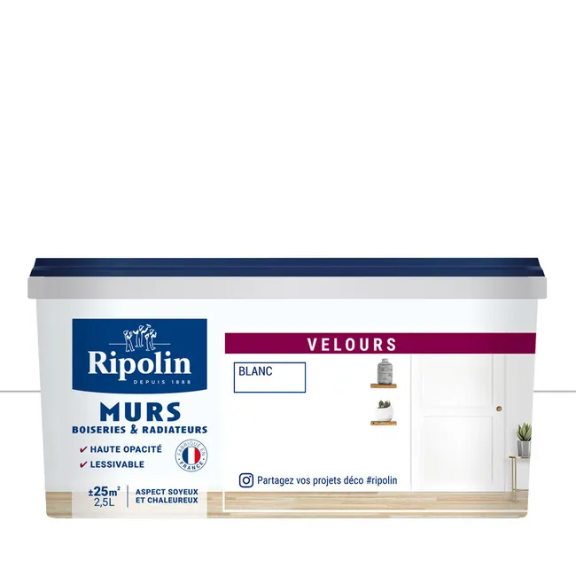 Image principale de Peinture intérieure multi-supports acrylique velours blanc 2,5 L Esprit déco - RIPOLIN