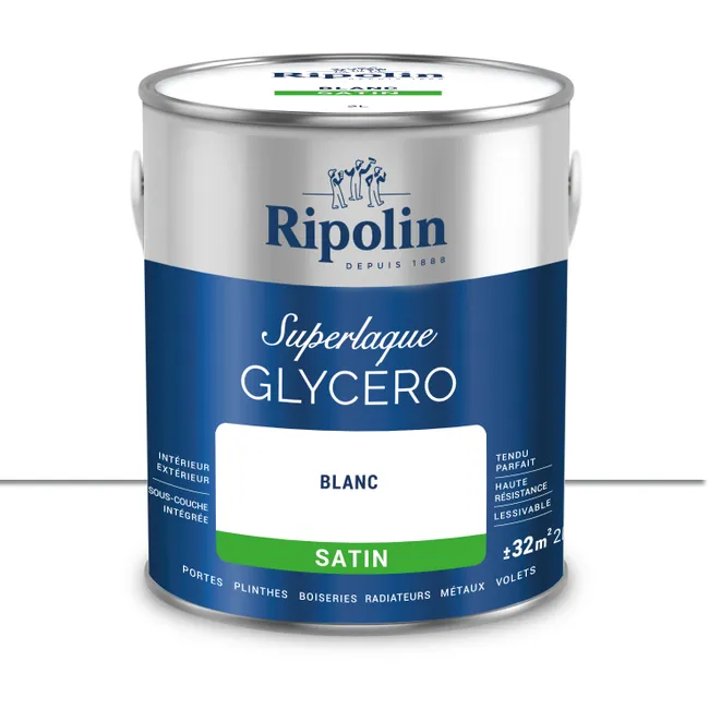 Image principale de Peinture intérieure et extérieure multi-supports glycéro satin blanc 2 L - RIPOLIN