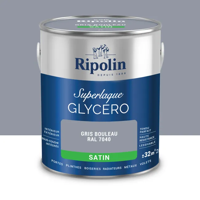 Image principale de Peinture intérieure et extérieure multi-supports glycéro satin gris bouleau 2 L - RIPOLIN