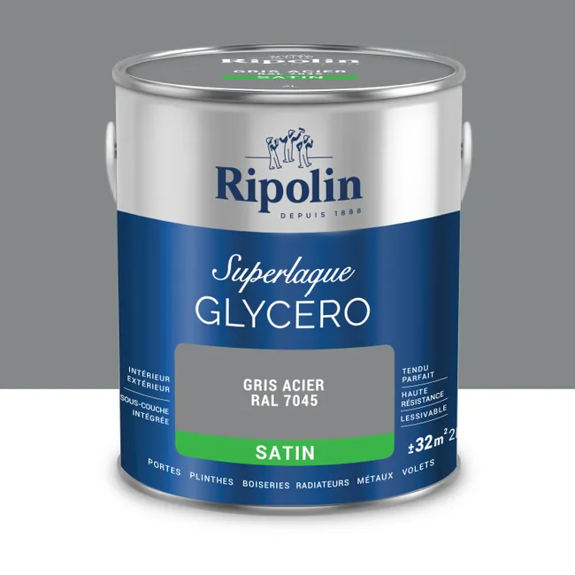 Image principale de Peinture intérieure et extérieure multi-supports glycéro satin gris acier 2 L - RIPOLIN