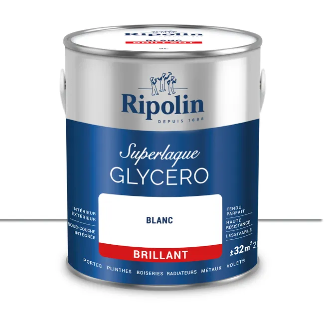 Image principale de Peinture intérieure et extérieure multi-supports glycéro brillant blanc 2 L - RIPOLIN