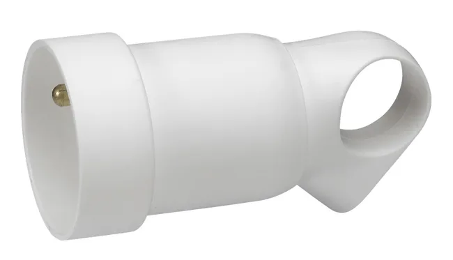 Image principale de Fiche électrique femelle 16A 2 pôles + terre en plastique avec anneau extraction blanc - LEGRAND