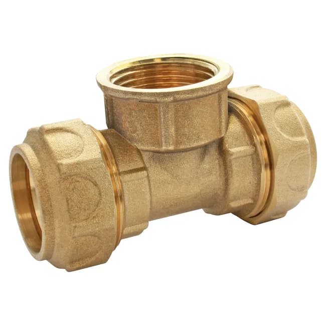 Image principale de Té laiton Femelle au centre pour PE Ø25 - Femelle 20/27 - Serrage extérieur