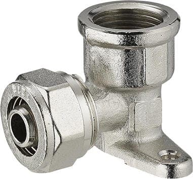 Raccord coude applique femelle F.15x21(1/2'') multicouche à compression Diam.16 mm